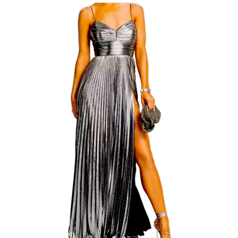 Retrofête "Cherith" plissé dress - gunmetal size small
